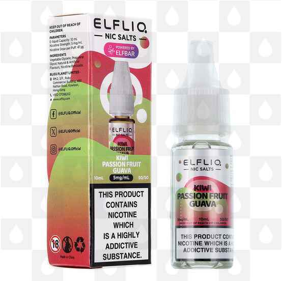 Kiwi Passion Fruit Guava​ by Elfliq | Elf Bar E Liquid | Nic Salt, Strength & Size: 05mg • 10ml
