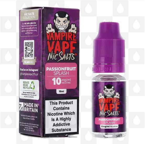 Passionfruit Splash | Tropical Collection by Vampire Vape E Liquid | 10ml Nic Salt, Strength & Size: 10mg • 10ml