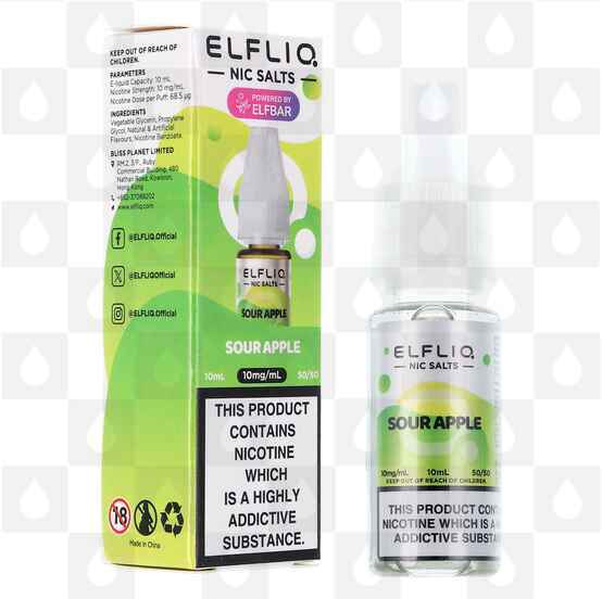 Sour Apple by Elfliq | Elf Bar E Liquid | 10ml Nic Salt, Strength & Size: 20mg • 10ml