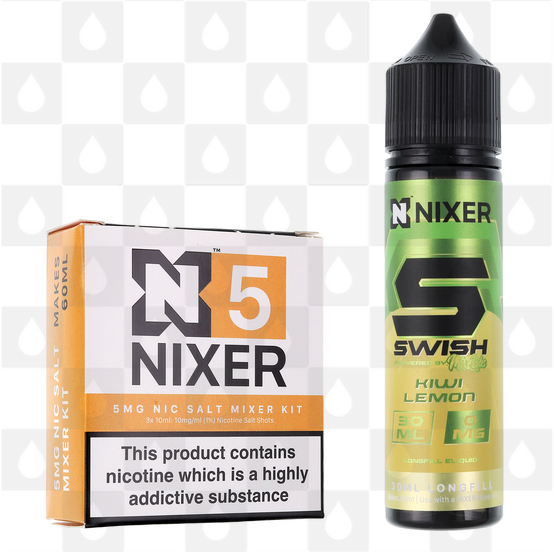 Kiwi Lemon by Swish E Liquid | 60ml Longfill, Nicotine Type: Nicotine Salt, Strength & Size: 5mg Salt • 60ml • Inc. Shots (50/50)