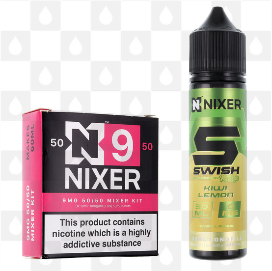 Kiwi Lemon by Swish E Liquid | 60ml Longfill, Nicotine Type: Regular Nicotine, Strength & Size: 9mg • 60ml • Inc. Shots (50/50)